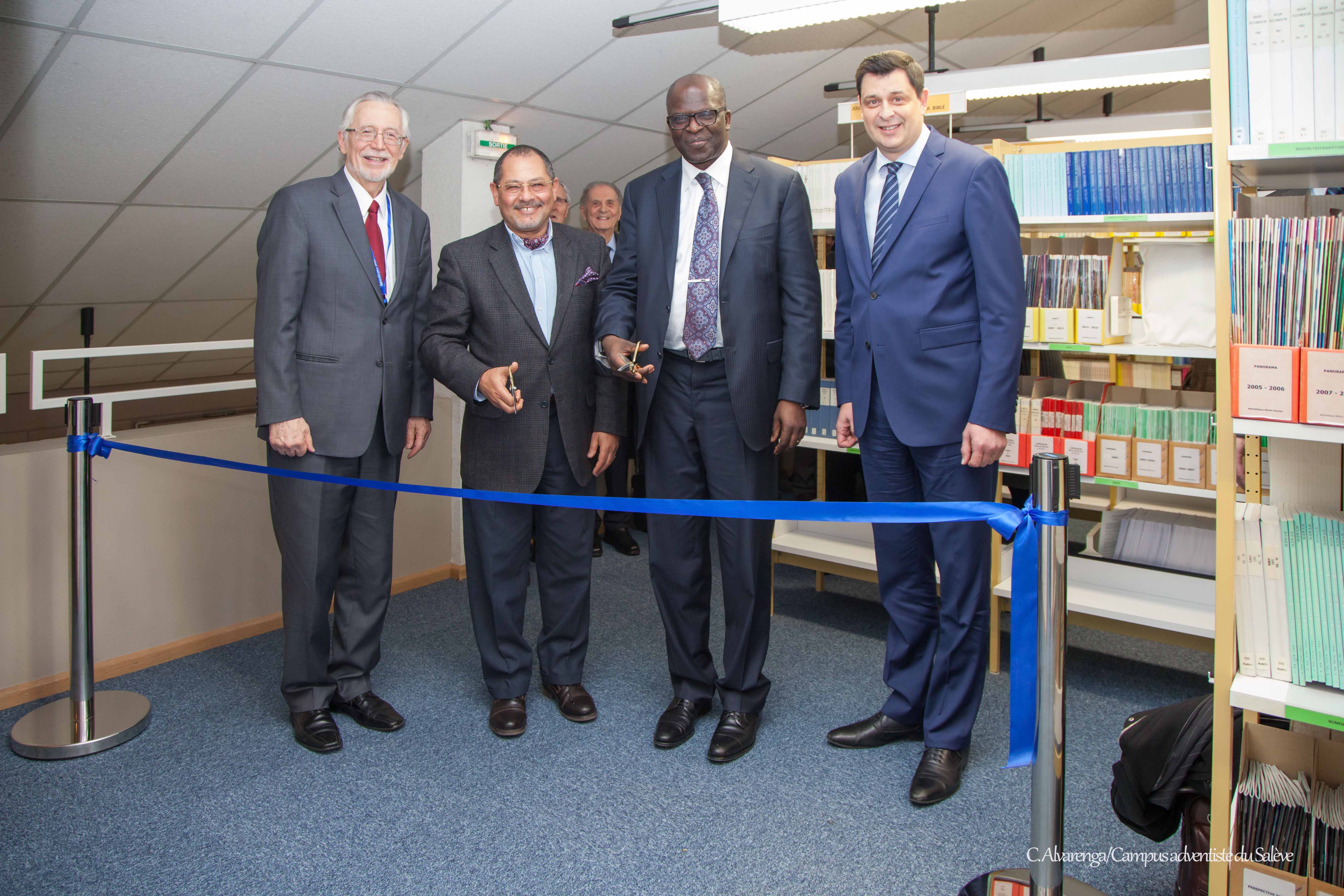 Dr. John Graz, director of the International Center for Religious Freedom and Public Affairs; Ambassador Ibrahim Salama, director of the Division of Treaties Relating to Human Rights at the High Commissioner for Human Rights’ Office at the United Nations; Dr. Ganoune Diop, director of Public Affairs and Religious Liberty for the Adventist world church; Dr. Jean Phillippe Lehmann, principal of Campus adventiste du Salève.  IRLA photo