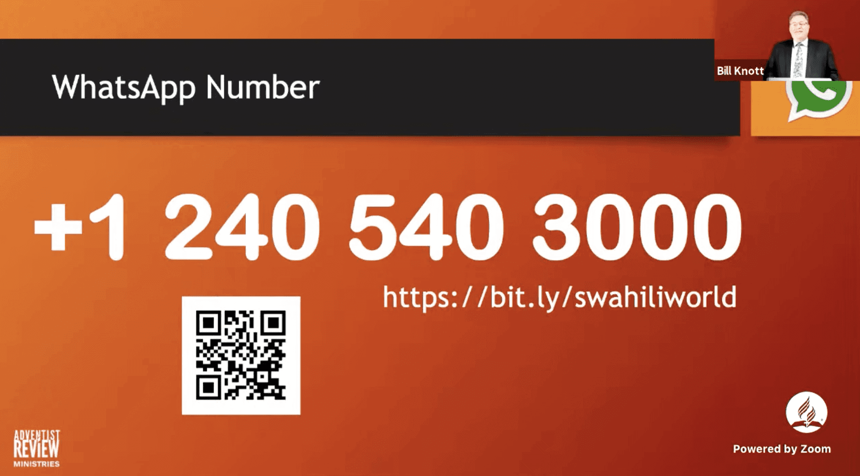 During the presentation, Knott invited Executive Committee members to access the new Kiswahili edition by registering the WhatsApp number 1 240 540 3000, or the associated QR code.
